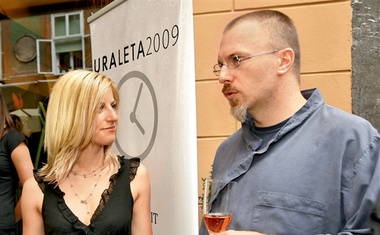 Nekdanja urednica Playboya Barbara Bizjak in aktualni urednik Borut Omerzel