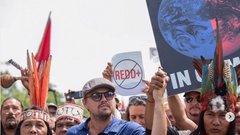 Leonardo DiCaprio na protestu za okolje v Washingtonu