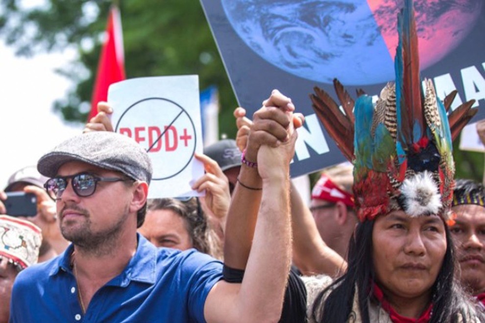Leonardo DiCaprio na protestu za okolje v Washingtonu