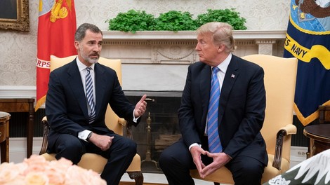 Ostre besede za Trumpa tudi ob obisku španskega kraljevega para v Beli hiši