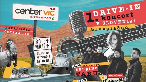 Prvi drive-in koncert v Sloveniji s skupino Tabu na parkirišču Centra Vič