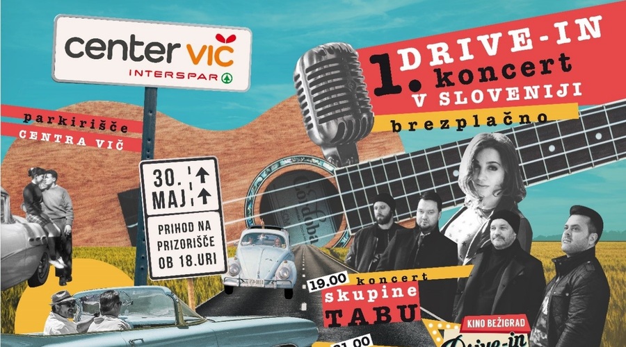 Prvi drive-in koncert v Sloveniji s skupino Tabu na parkirišču Centra Vič (foto: Drive-in)