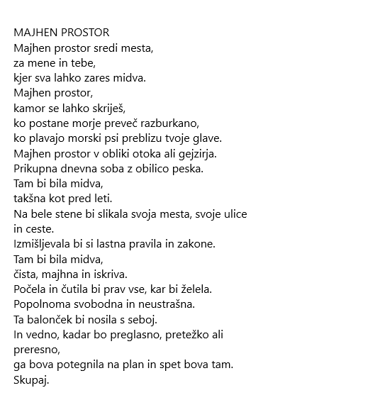 Pesem Majhen prostor