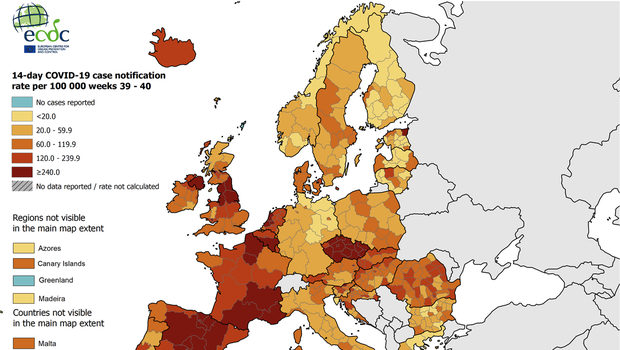 
                            Pregledali smo, kako se druge evropske države soočajo z alarmantnim porastom okužb (foto: ecdc.europa.eu)