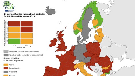 Enoten zemljevid okužb v EU naj bi izboljšal preglednost in predvidljivost ukrepov