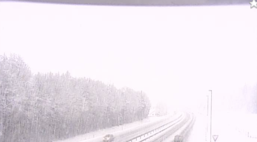 Na Gorenjskem močno sneženje, na primorski avtocesti zdrsi tovornjakov (foto: Dars nadzorne kamere)