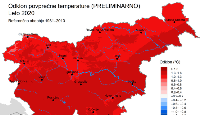Leto 2020 je bilo v Sloveniji nadpovprečno toplo, povprečno namočeno in nadpovprečno osončeno (foto: Arso)