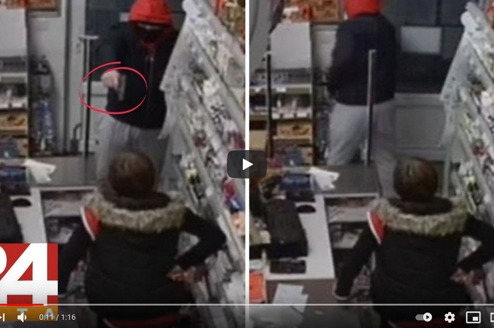 VIDEO: Zamaskiran vstopil v trgovino, zahteval denar, prodajalka pa z roko v bok: "Ne dam!" (foto: Youtube)