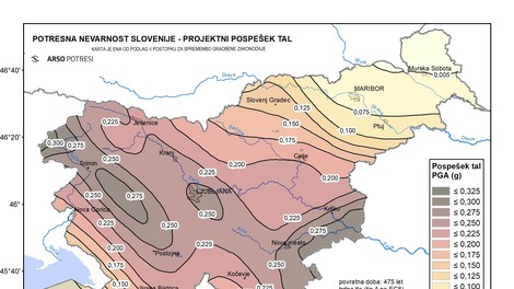 Urad za seizmologijo pripravil novo karto potresne nevarnosti