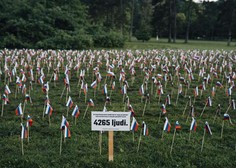V Tivoliju 4265 slovenskih zastavic v spomin v zadnjem letu umrlim s covidom-19