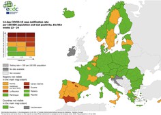 Vzhodna Slovenija po novem na zelenem seznamu ECDC