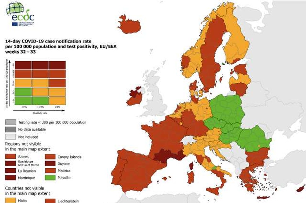 Posodobljen zemljevid ECDC brez bistvenih sprememb, Slovenija ostaja oranžna (foto: Hina/STA)