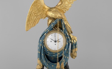 Sobna ura s cesarskim orlom, okrog 1800, Francija/Avstrija, hrani NMS