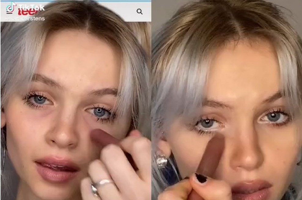 Na TikToku kroži nov trend ličenja – risanje in poudarjanje podočnjakov (foto: TikTok: @saracarstens)