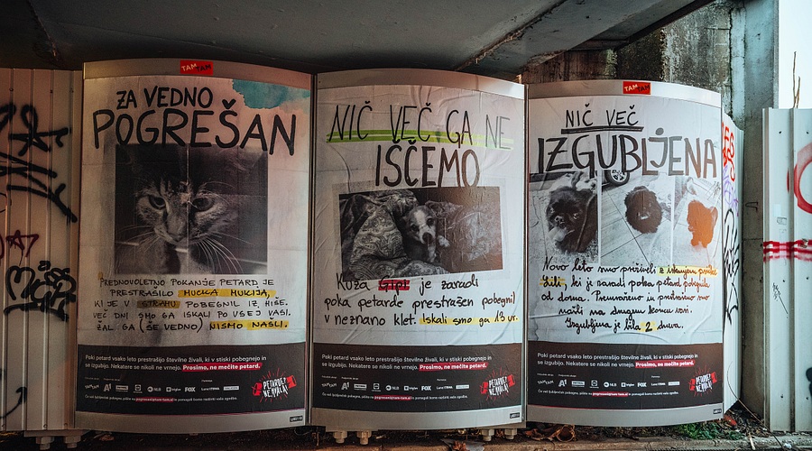 »Petarde? Ne, hvala!« z oglasi o resničnih živalih, ki so pobegnile zaradi pokanja petard! (foto: Tadej Kreft)