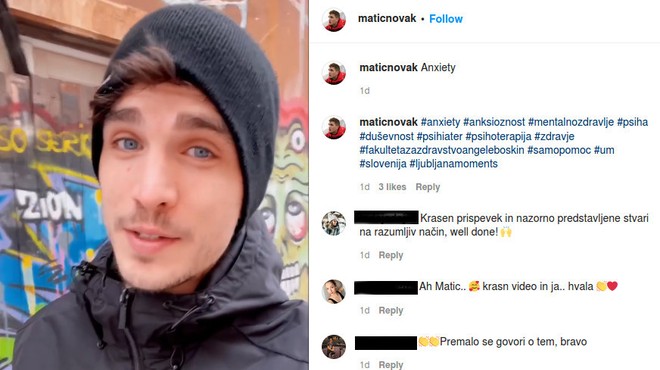 Od strahu do anksiozne motnje (ali, kako je Matic Novak to razložil v viralnem videu na Instagramu) (foto: Instagram Matic Novak)