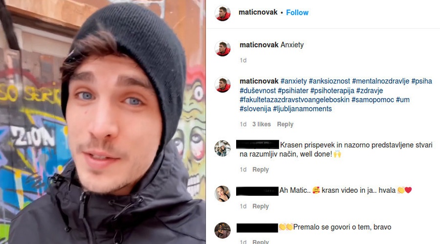 Od strahu do anksiozne motnje (ali, kako je Matic Novak to razložil v viralnem videu na Instagramu) (foto: Instagram Matic Novak)