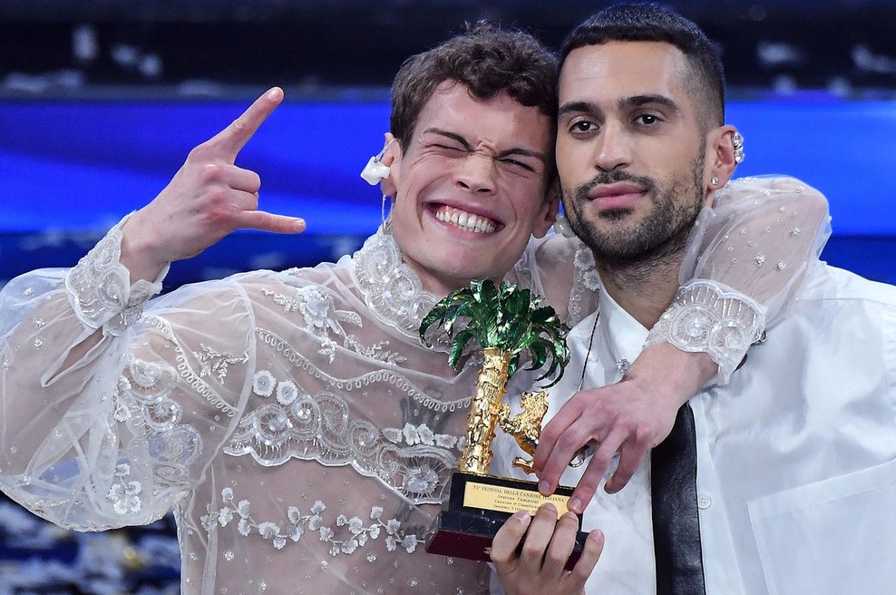 Na sanremskem festivalu zmagal duet Mahmood & Blanco z Mrzlico (foto: profimedia)