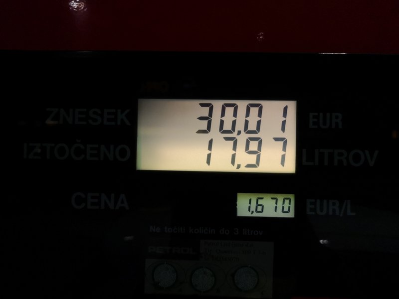 Cena goriva pred regulacijo.