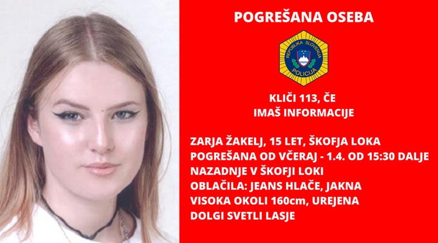 Pogrešana Zarja Žakelj. (foto: Facebook/PU Kranj)