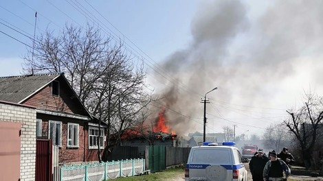 Naselje Klimovo v Rusiji po domnevnih ukrajinskih napadih.