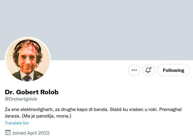Dr. Gobert Rolob na Šarčeve čestitke na Twitterju: "Hvala za vaše volilce ..." (foto: Osebni arhiv: dr. Gobert Rolob)