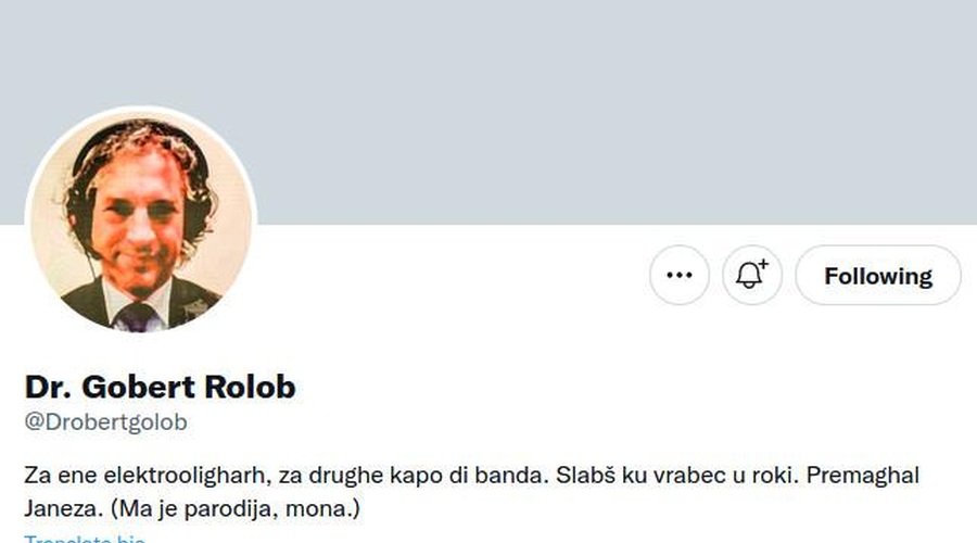 Dr. Gobert Rolob na Šarčeve čestitke na Twitterju: "Hvala za vaše volilce ..." (foto: Osebni arhiv: dr. Gobert Rolob)