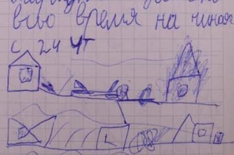 Po spletu zaokrožil pretresljiv zapis osemletnika iz zaklonišča (foto: Dmytro Kuleba/Twitter)