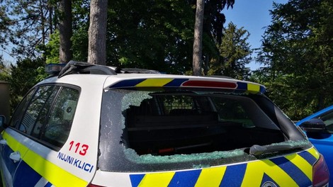 PRESKOČIL je varovalno ograjo in se lotil policijskih vozil