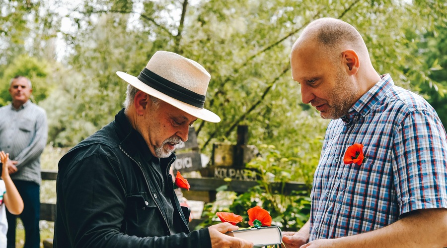 Feri Lainšček, avtor Murske sage in Mitja Čander, direktor Beletrine (foto: Marko Pigac)