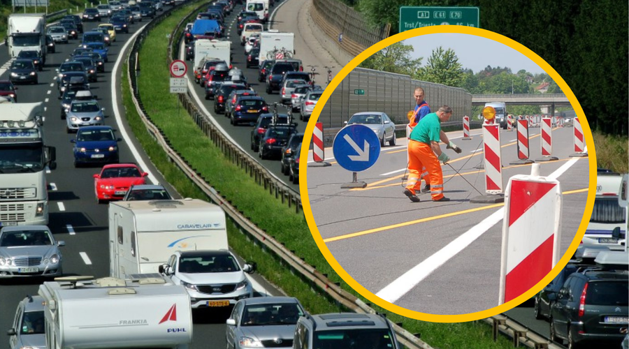 Se vam zdi, da v času poletnih zastojev na cesti poteka največ del? Darsovec je pojasnil, ali bo temu tako tudi letos (foto: Bobo/ Dars d. d./fotomontaža)