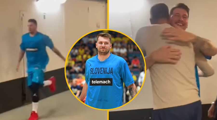 Prikupen VIDEO: Dončić ni skrival navdušenja, ko je videl svojega idola (foto: Posnetek zaslona Twitter MalinWahlberg/FIBA/fotomontaža)