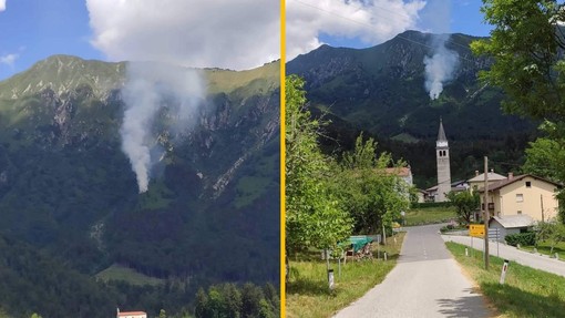 FOTO in VIDEO: Več gasilcev se v slovenskih gorah bori s hudim požarom