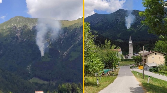 FOTO in VIDEO: Več gasilcev se v slovenskih gorah bori s hudim požarom (foto: Facebook Gasilska Enota Kobarid/fotomontaža)
