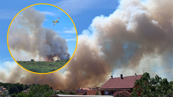 Grozljiv požar na Hrvaškem! Zagorelo je več hiš in avtomobilov, priča so bili tudi eksplozijam (foto: Glas Istre/Dejan Štifanić/Twitter/fotomontaža)