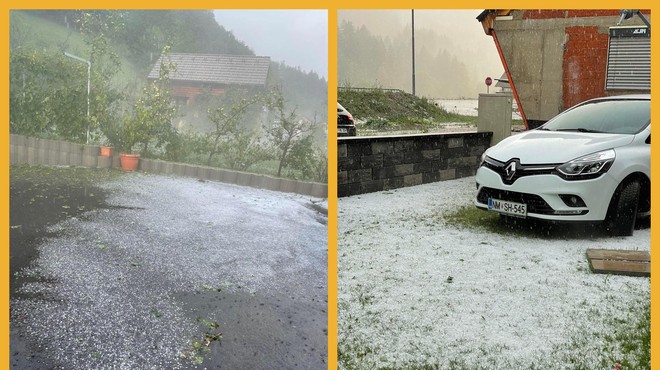 V Sloveniji divjajo nevihte: toča, podrto drevje na avtocesti ... (foto: Fotomontaža/Facebook/Neurje.si)