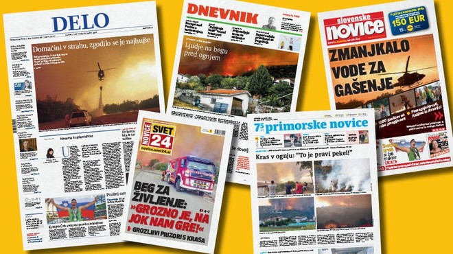 Požari preplavili slovenske in tuje naslovnice: nas zanimajo le, ko gori pred našim pragom? (foto: sta.si/fotomontaža)