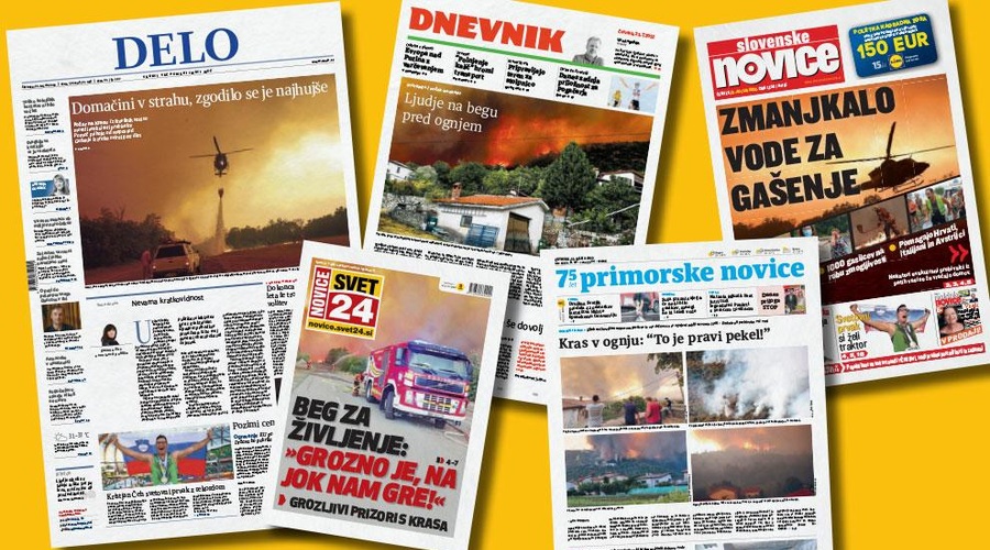 Požari preplavili slovenske in tuje naslovnice: nas zanimajo le, ko gori pred našim pragom? (foto: sta.si/fotomontaža)