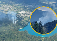 Požar na Bledu: poleg gasilcev na terenu tudi helikopter