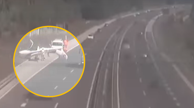 Je pilot med zasilnim pristankom na slovenski avtocesti ravnal pravilno? (foto: Youtube/posnetek zaslona/fotomontaža)