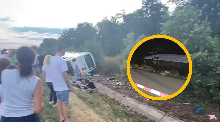 Huda nesreča avtobusa z otroki, ki so se vračali s folklornega festivala: dva težje poškodovana (foto: Nova.bg)