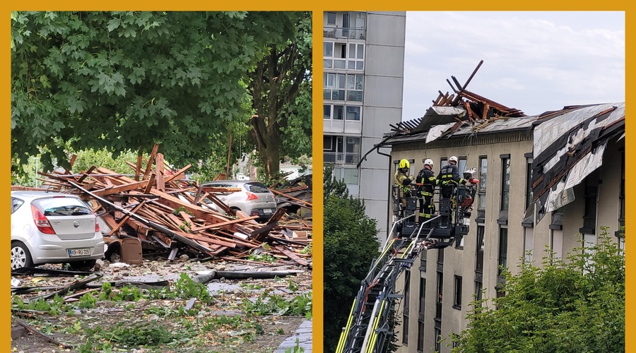 Posledice močnega vetra: na žensko padlo drevo, v motorista priletel reklamni pano, prišlo je do požara ... (foto: Fotomontaža/Bobo)