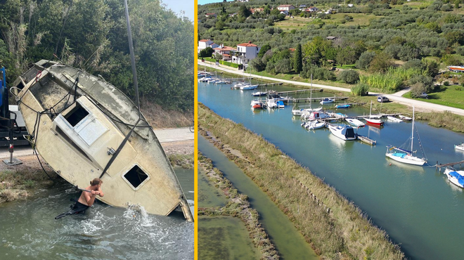 Iz Jernejevega kanala v Piranu so znova odstranili "zapuščena" plovila: koga krivijo? (foto: Facebook/Okolje Piran/fotomontaža)
