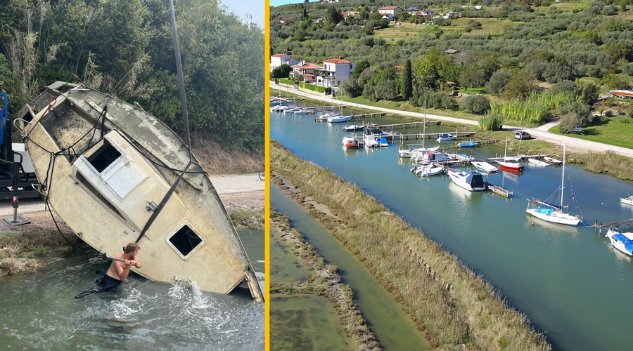 Iz Jernejevega kanala v Piranu so znova odstranili "zapuščena" plovila: koga krivijo? (foto: Facebook/Okolje Piran/fotomontaža)