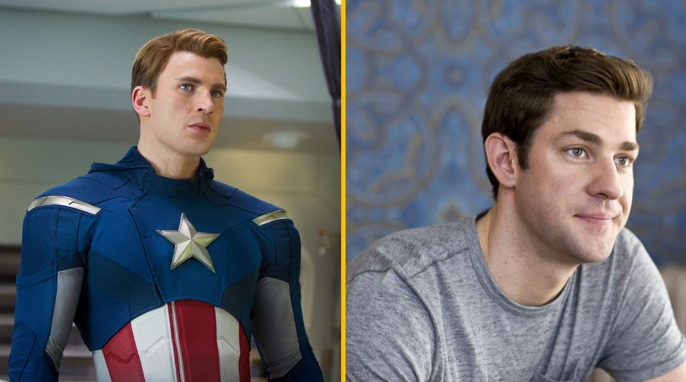 3. John Krasinski in Chris Evans – Stotnik Amerika Mnogi smo morda domnevali, da je bil Chris Evans jasna izbira …