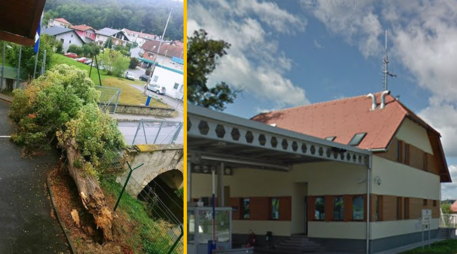 Ogromna lipa zaprla mejni prehod: je bil kdo poškodovan? (foto: Google Street View/PU Celje/fotomontaža)