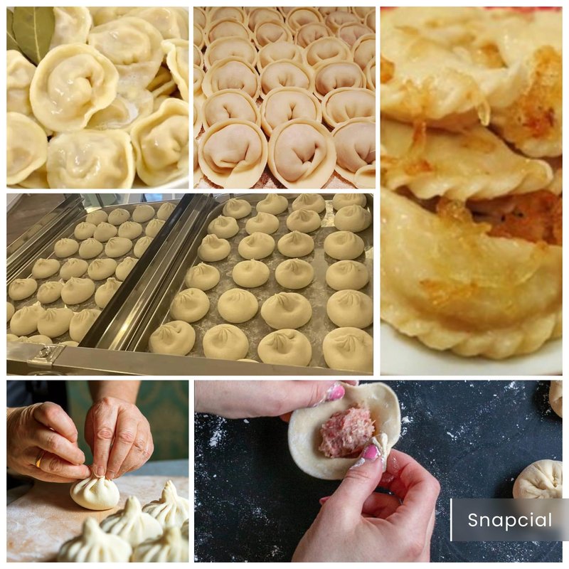 Ukrajinski pelmeni, vareniki in khinkali z mesnim in zelenjavnim nadevom.