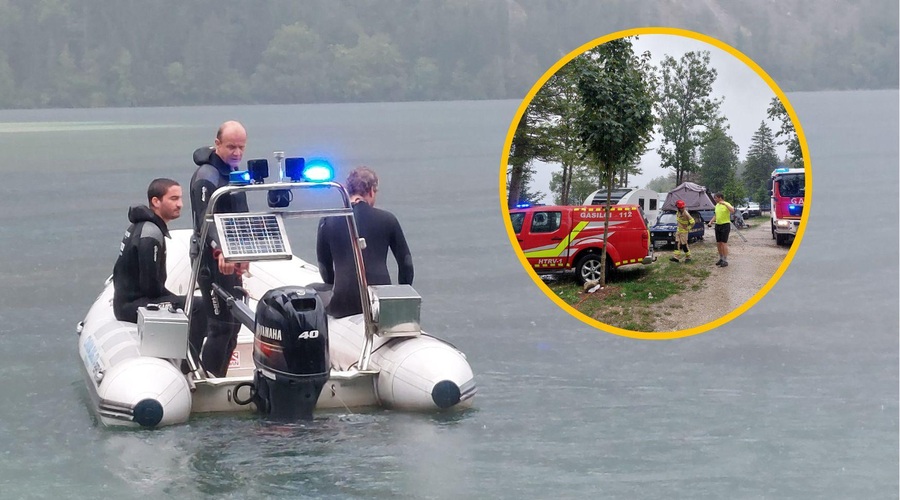 Drama v avtokampu v Bohinju: umirjen dopust je splaval po vodi (foto: PGD Bohinjska Bisrrica/fotomontaža)