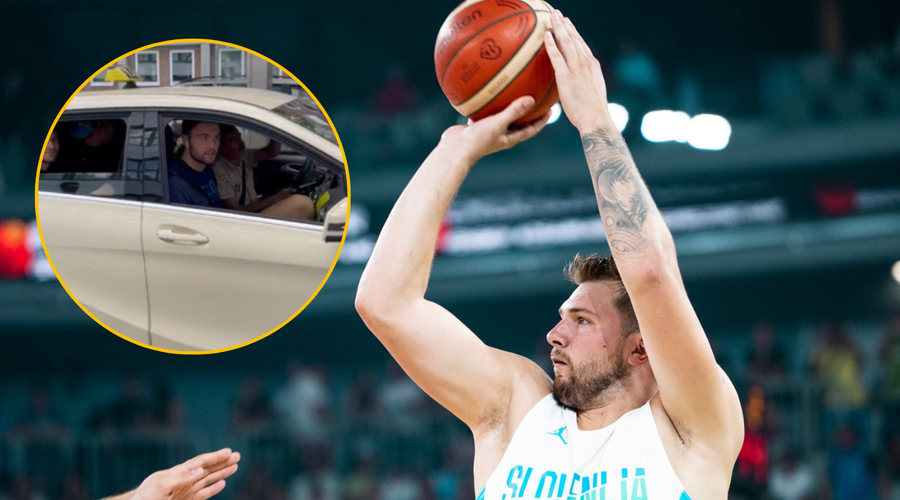 Stroge posledice za nevsakdanji spodrsljaj: je voznik, ki je pozabil na našo zlato ekipo, zares ob službo? (foto: Facebook in Twitter/Košarkarska zveza Slovenije/fotomontaža)