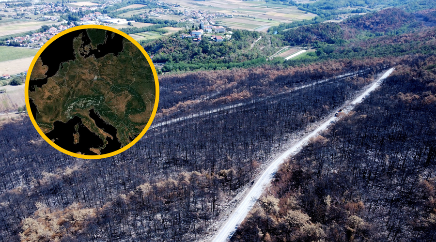 Katastrofalne posledice letošnje suše vidne celo iz vesolja (foto: Bobo/Twitter/CopernicusEU/fotomontaža)